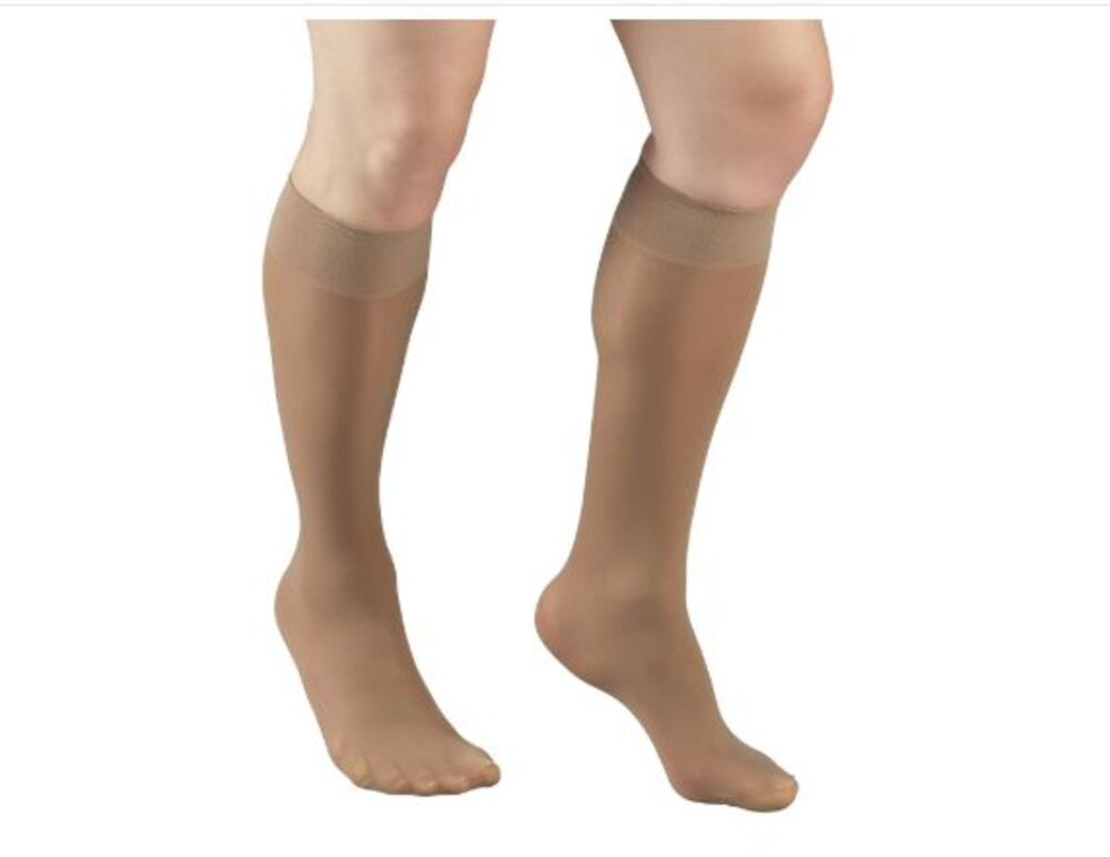 Truform Sheer Compression Stockings 8-15 mmHg LARGE Knee High Length Beige